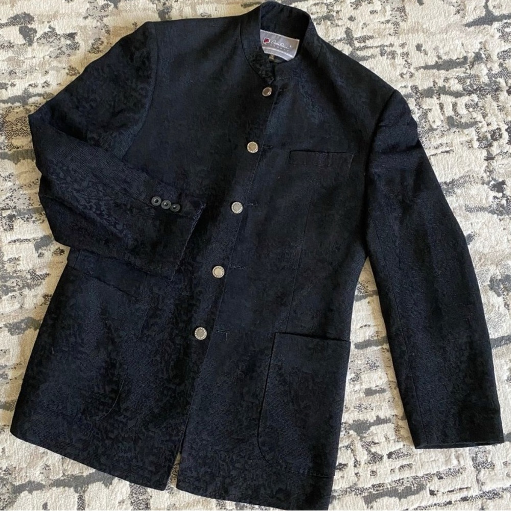 Vintage Black Jacquard Blazer Mens Large 90s nineties